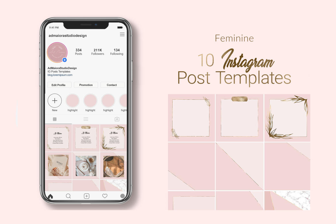 10 Instagram Post Template, Feminine Feed, Canva Template | Deeezy