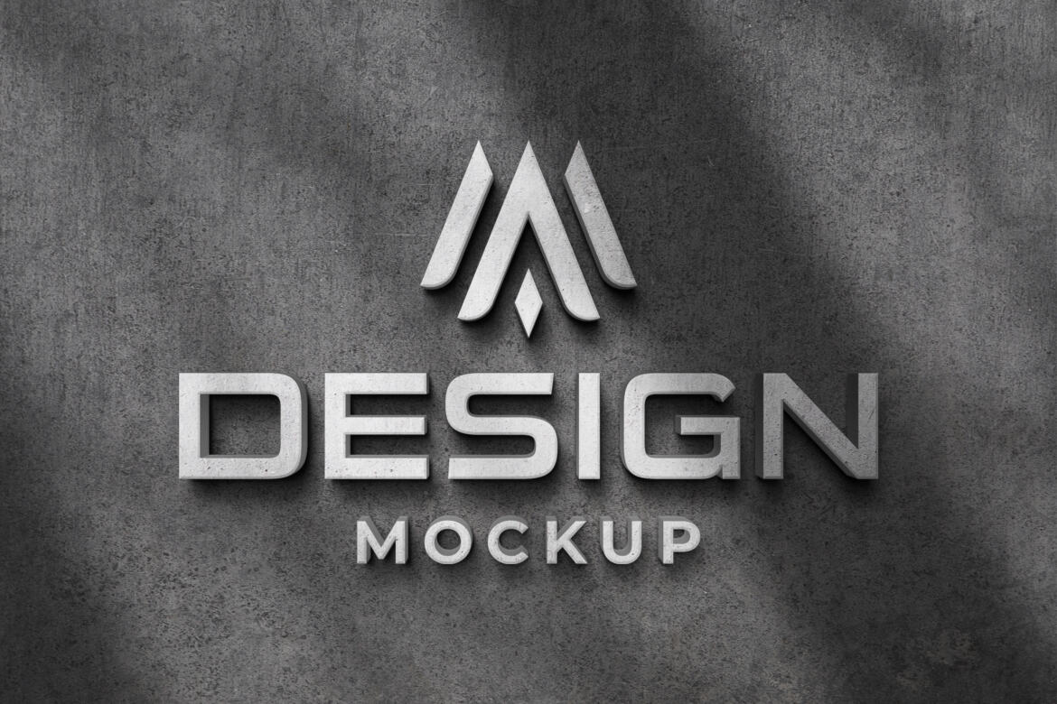 3D Realistic Logo Mockup on Concrete Wall with Shadow Overlay | Deeezy