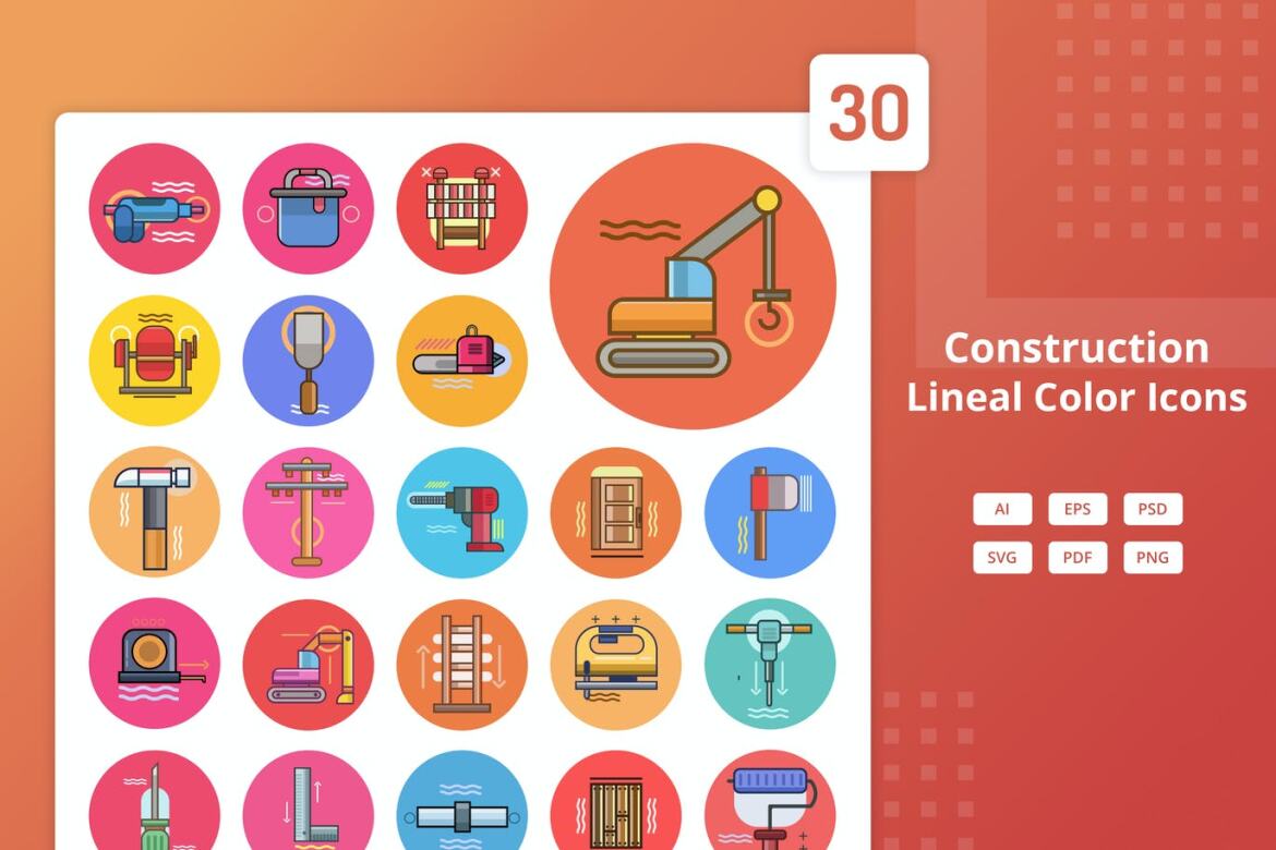 30 Construction - Lineal Color Icons | Deeezy