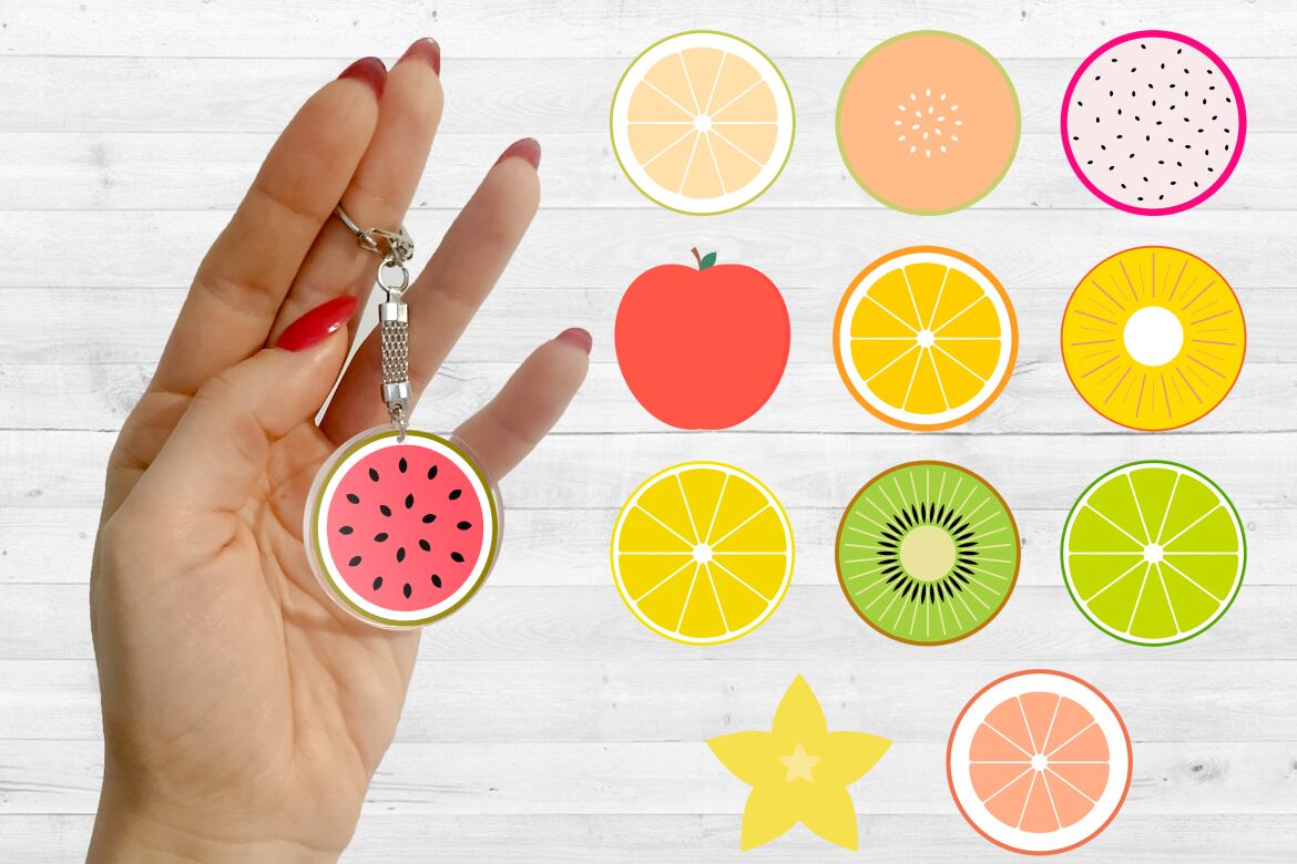 Round fruits keychains Deeezy