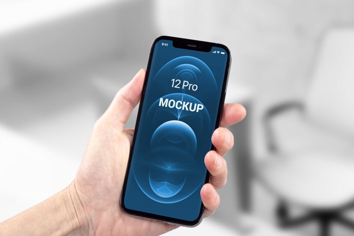 Iphone 12 Pro in Hand Mockup | Deeezy