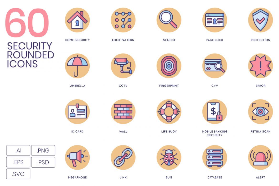 60 Security Icons | Butterscotch | Deeezy