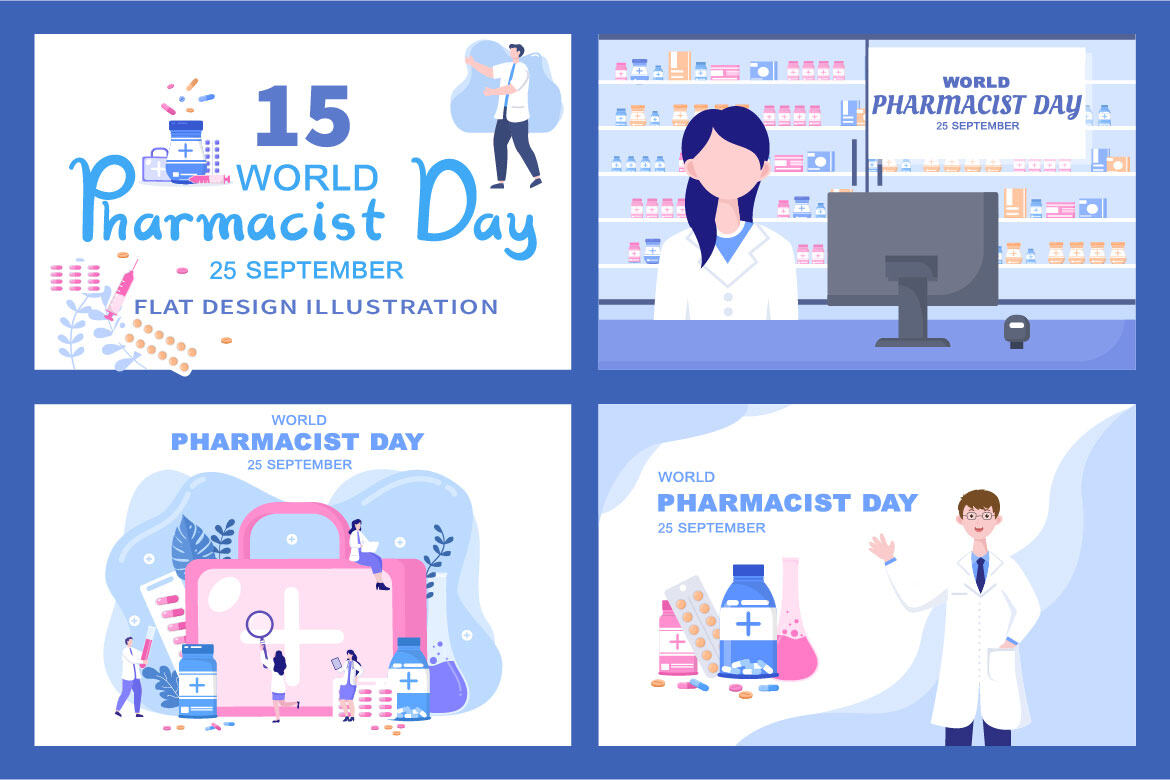 15 World Pharmacists Day Vector Illustration | Deeezy