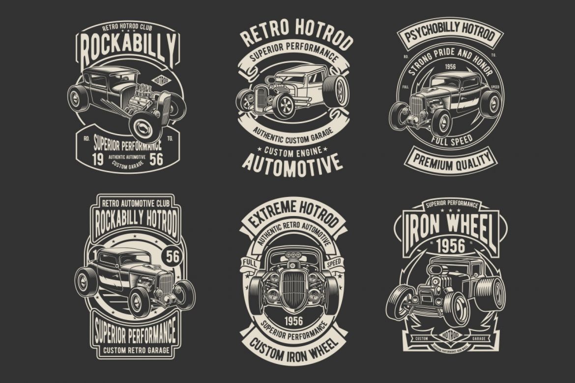 6 Hotrod Badge Design Set | Deeezy