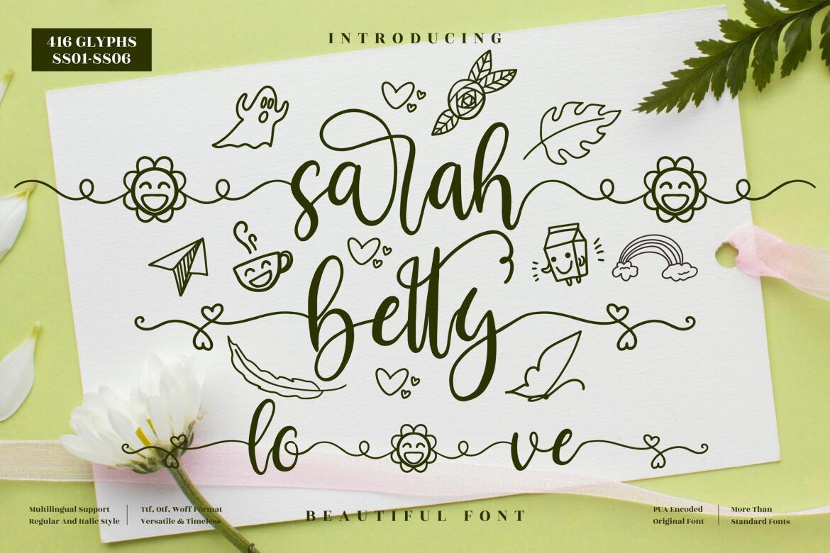 sarah betty - Beautiful Script Font | Deeezy