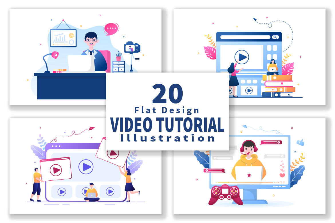 20 Video Tutorials Background Vector Illustration | Deeezy
