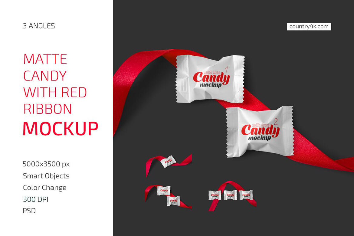 Candy with Red Ribbon Mockup Set | Deeezy