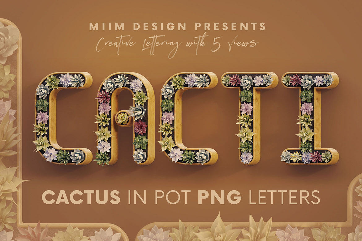 Cactus In Pot - 3D Lettering | Deeezy