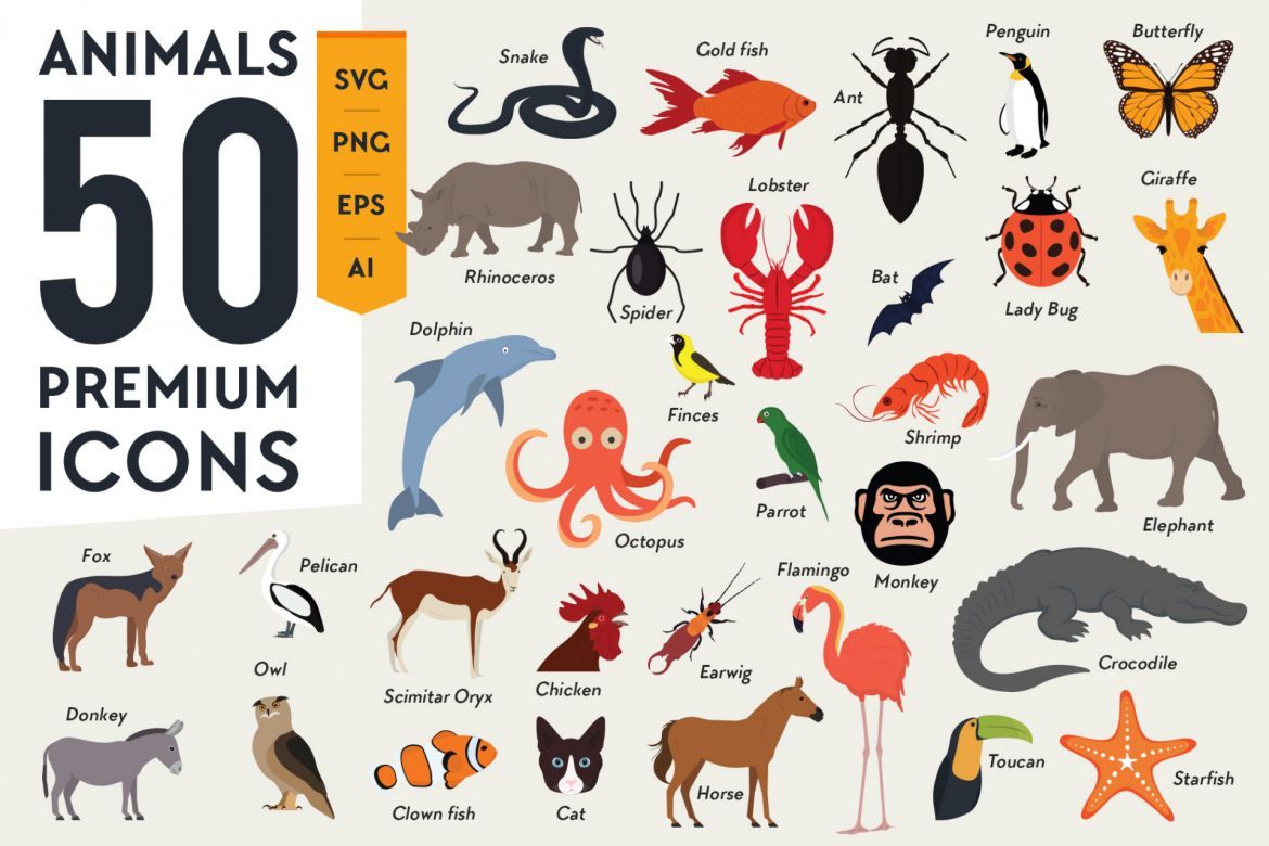 Animals Vector Flat Icons | Deeezy