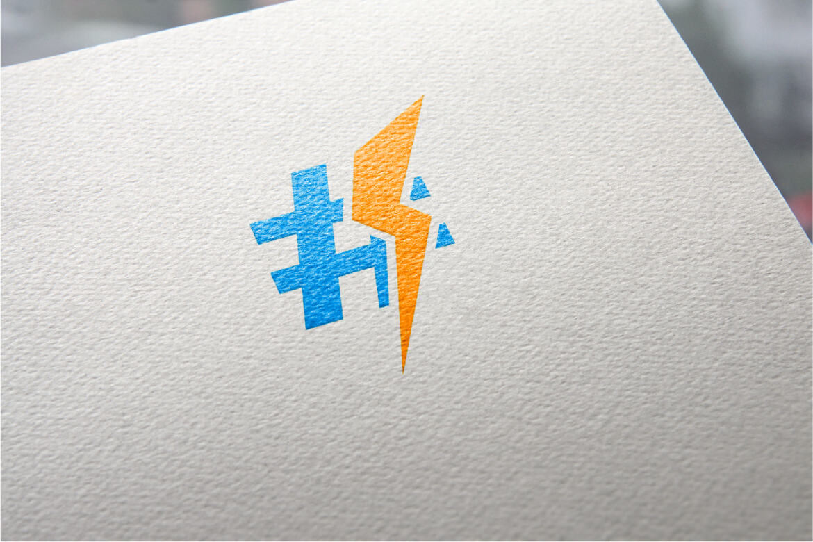 Hashtag and flash icon design logo vector | Deeezy