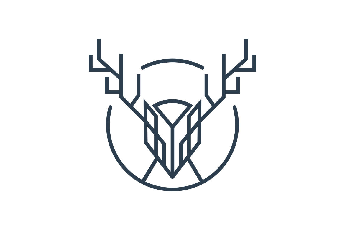 Head deer geometric lineart logo template design vector | Deeezy