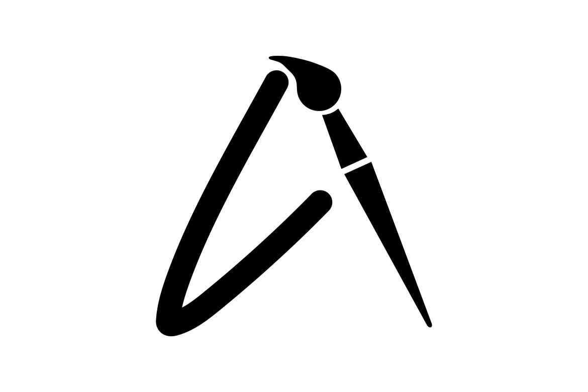 Letter initial A line brush paint logo design vector | Deeezy