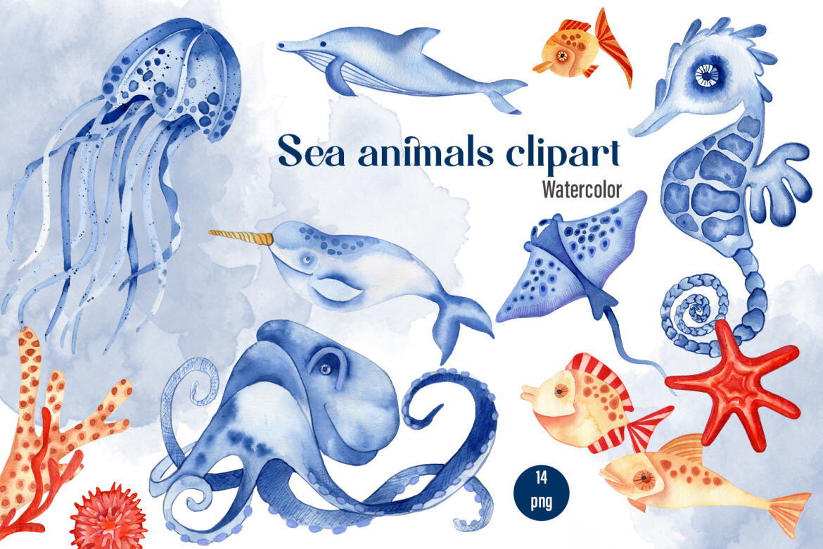 Sea animals and fish clipart | Deeezy