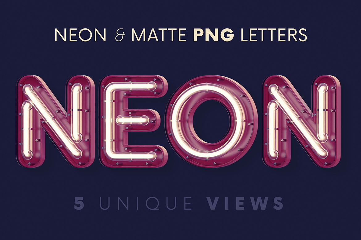 Neon & Matte - 3d Lettering 