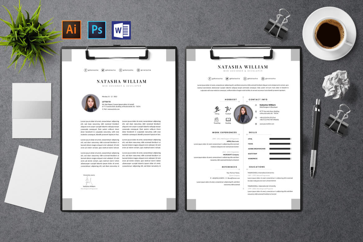 Minimalist CV Resume Template Web Design Programmer | Deeezy
