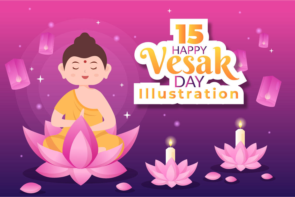 15 Vesak Day Celebration Cartoon Illustration | Deeezy