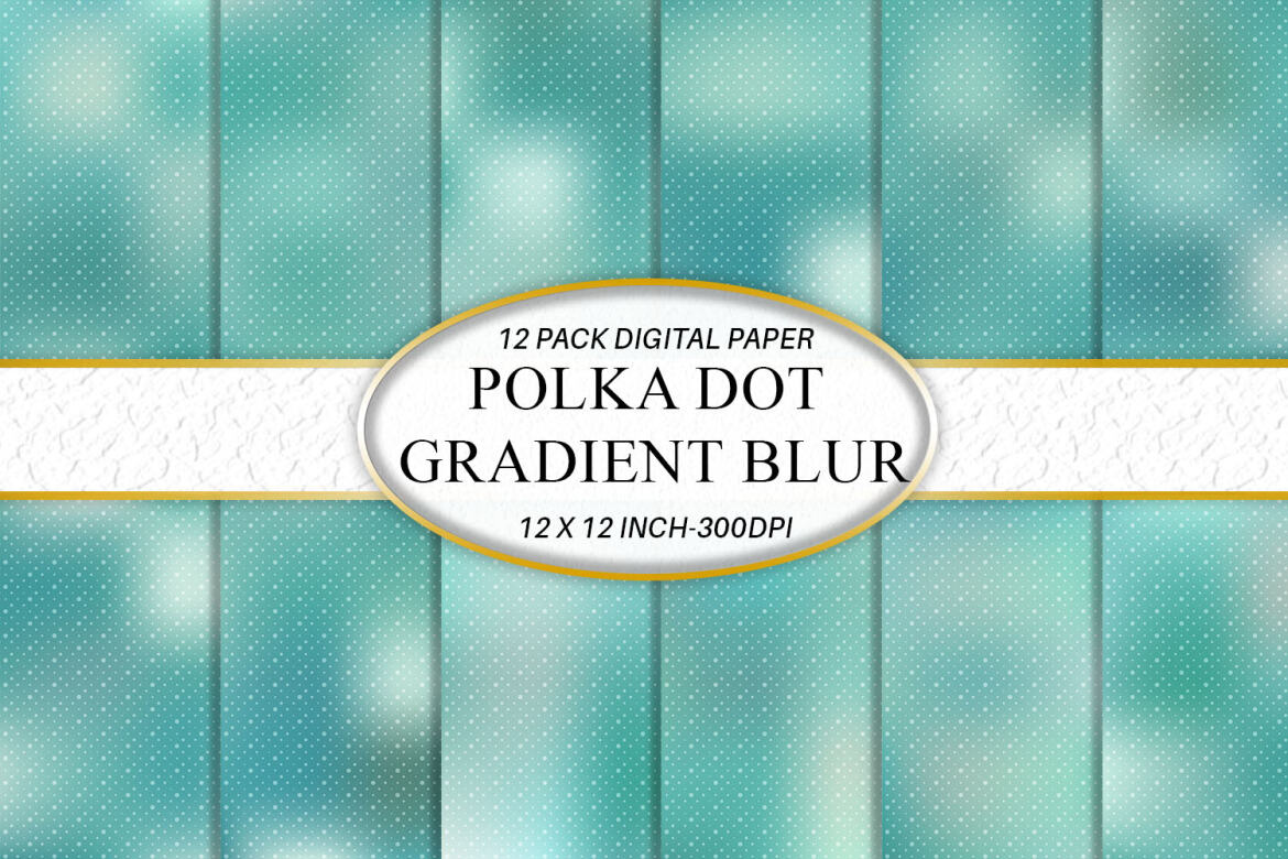 Digital paper gradient green color background with polka dot pattern ...