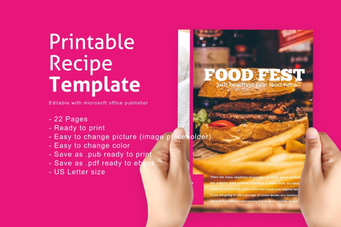 22 Pages Recipe Book Template MS. Publisher Deeezy