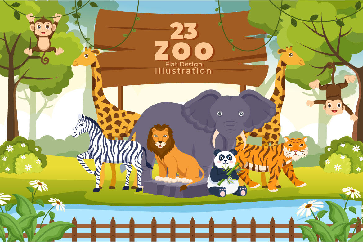 23 Zoo Cartoon Illustration | Deeezy