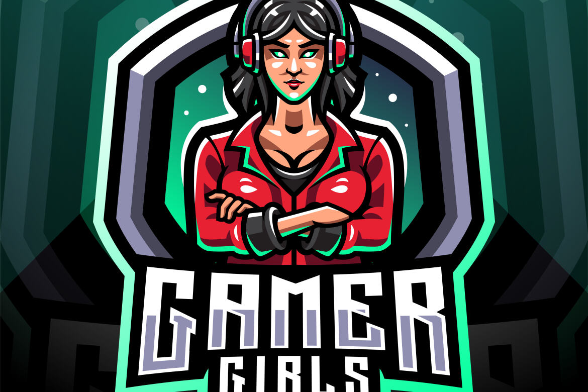 Placeit - Gaming Logo Generator Featuring a Woman With Colored Hair Wearing  a Headset