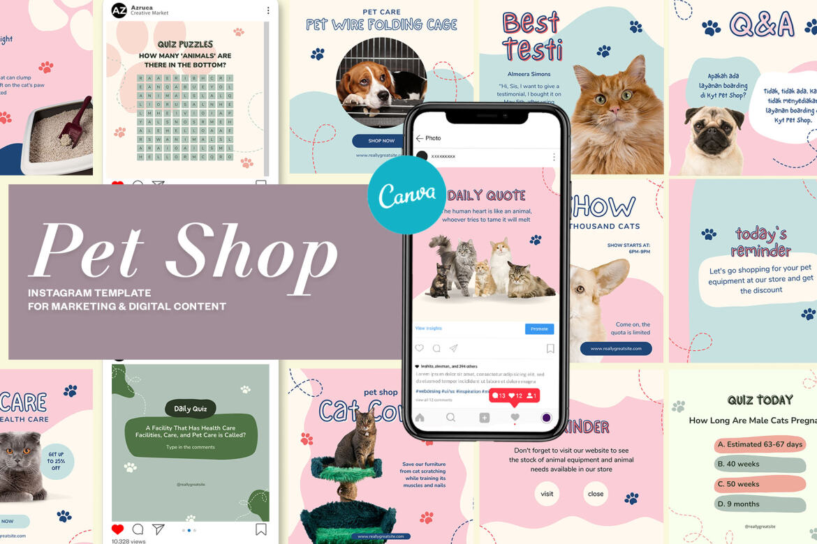 Pet Shop Instagram | CANVA Template | Deeezy