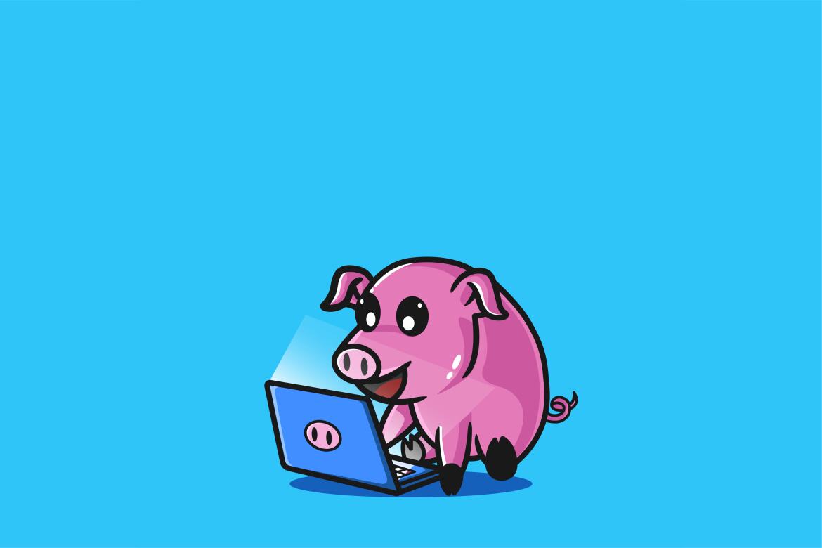 piglet playing laptop | Deeezy