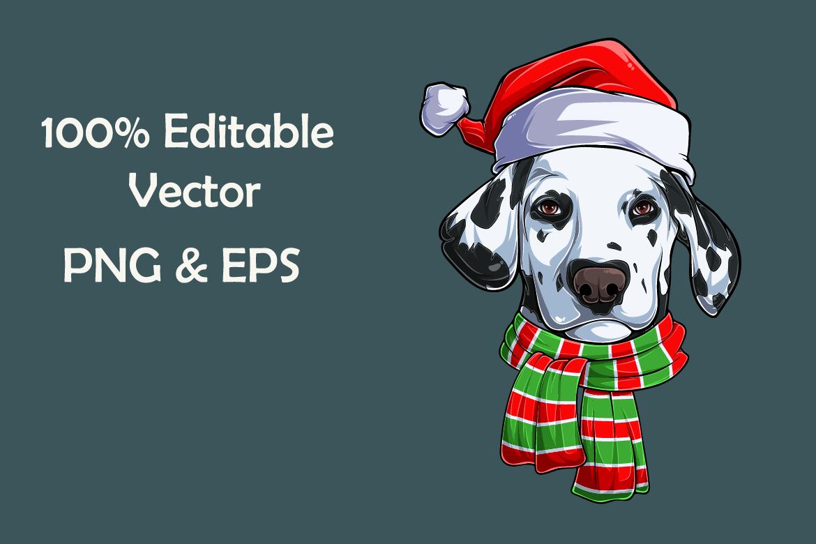 funny christmas dalmatian dog with santa claus hat scarf xmas | Deeezy