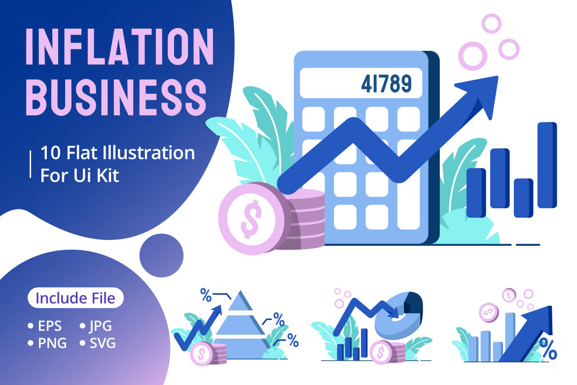 Inflation Business icon flat Illustration | Deeezy