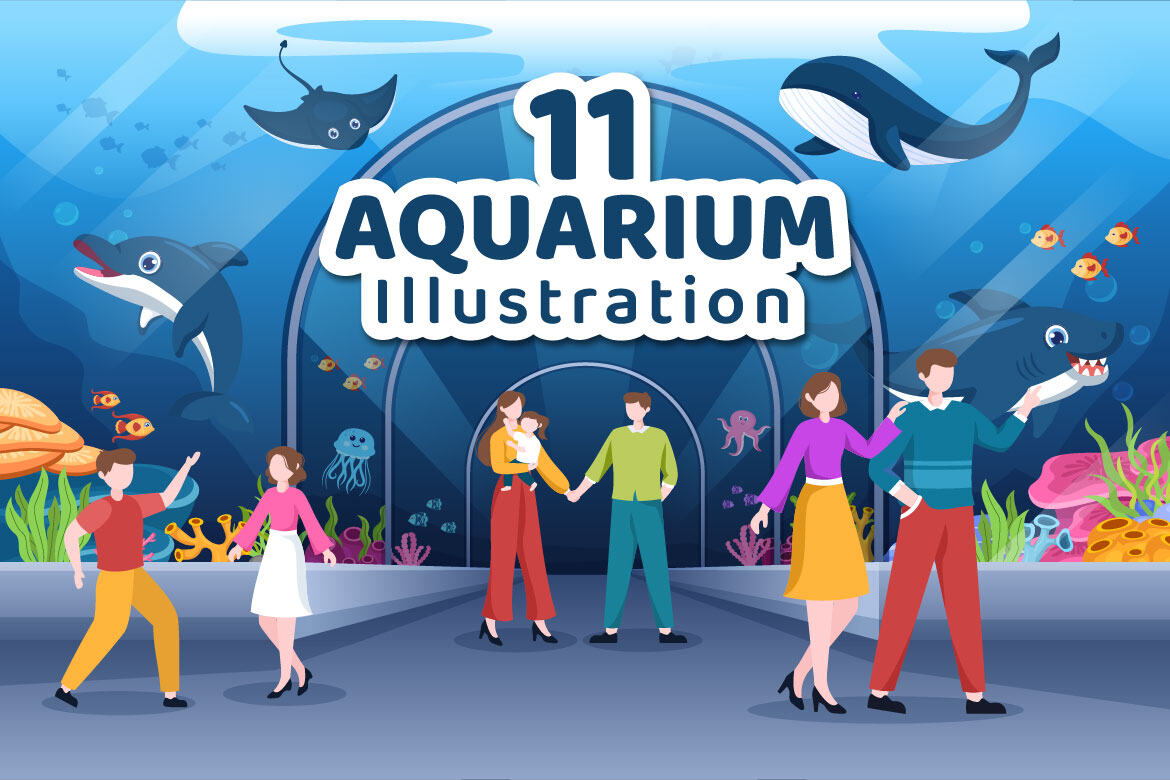 11 Aquarium Flat Illustration | Deeezy