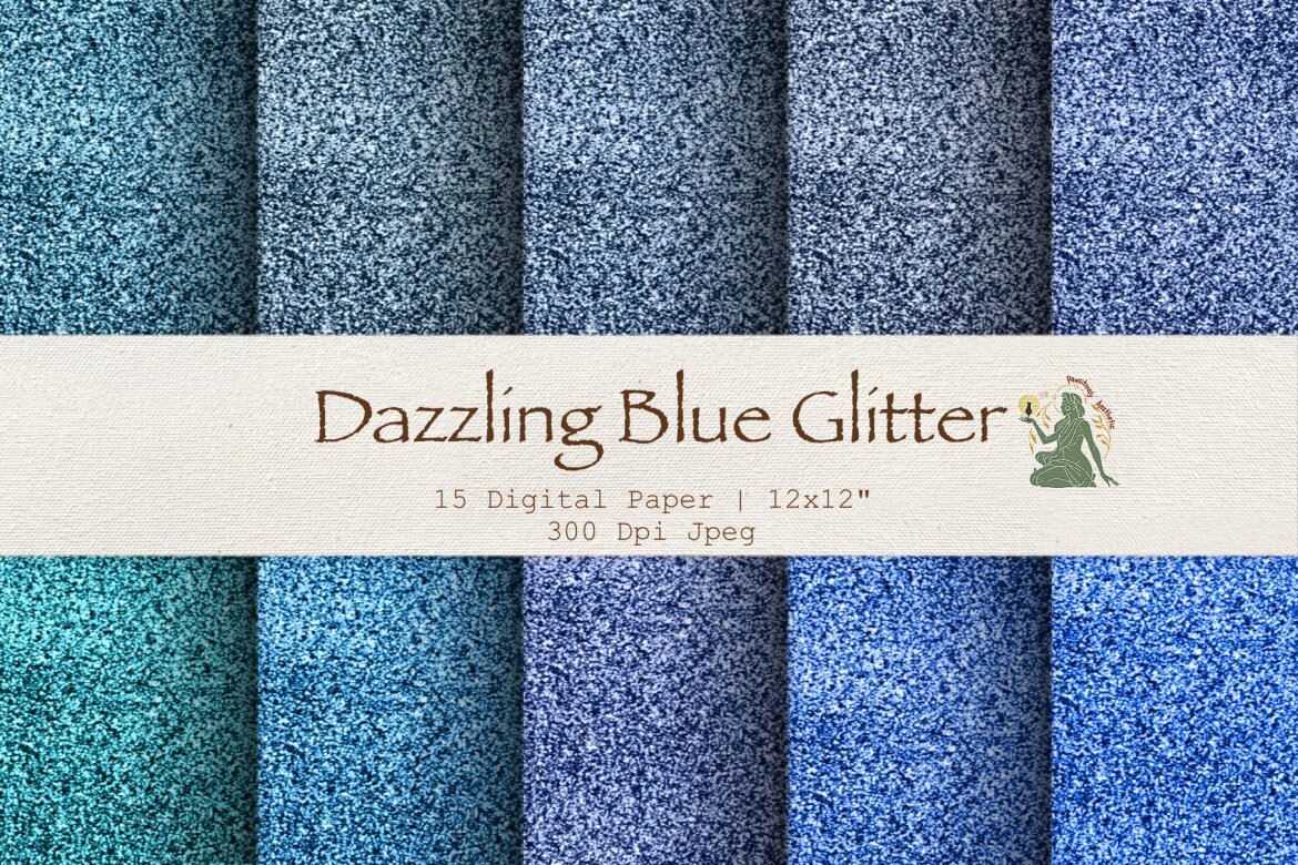 Premium Blue Glitter Digital Paper Pack Deeezy