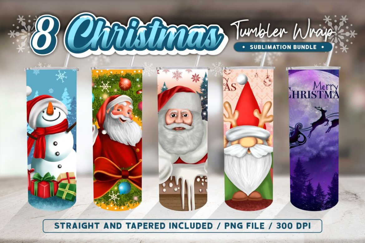 Christmas Tumbler Wrap Sublimation, Christmas PNG Tumbler | Deeezy