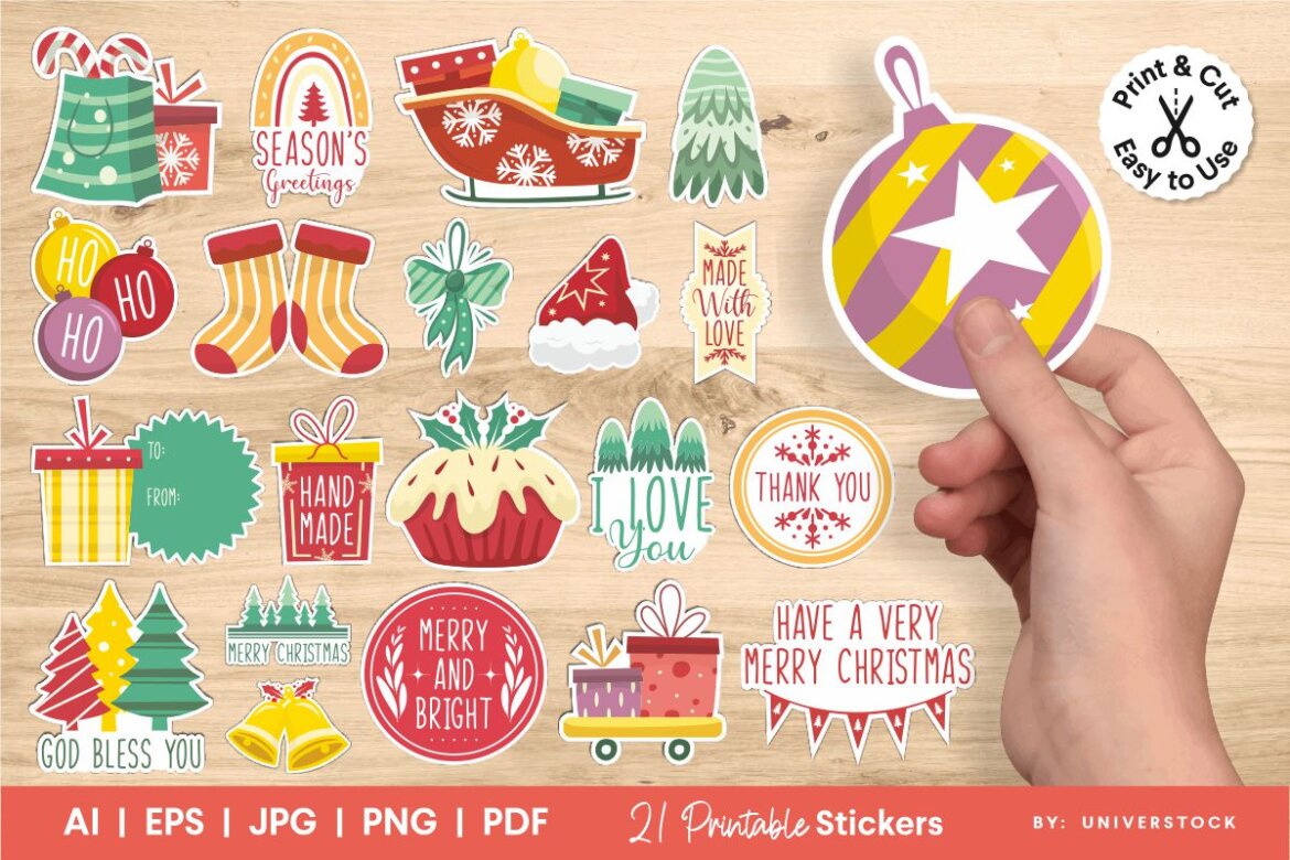 Holiday Stickers Bundle Printable Stickers png