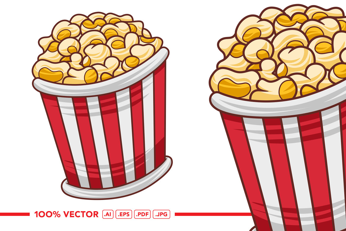 Popcorn Vector in Flat Design Style | Deeezy
