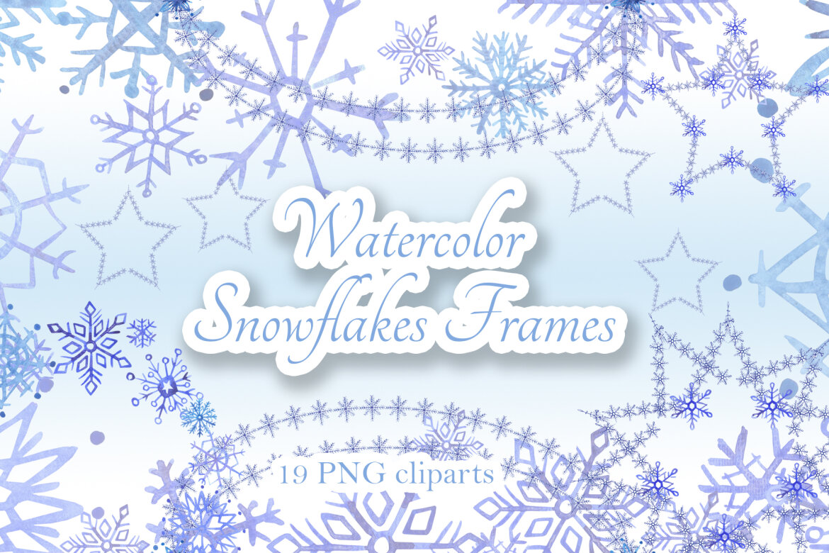 Watercolor Snowflakes Frames | Deeezy