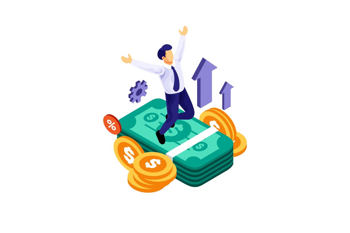 Isometric Businessman Financial FREE Illustration | Deeezy