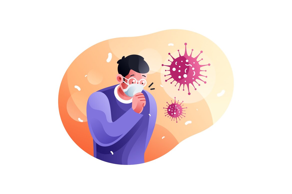 Man coughing because of infectious coronavirus - Free illustration | Deeezy