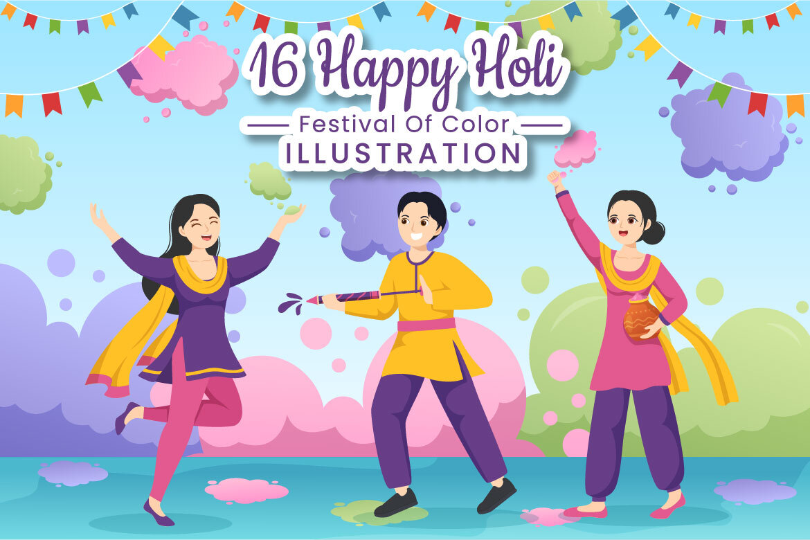 16 Happy Holi Festival Illustration | Deeezy