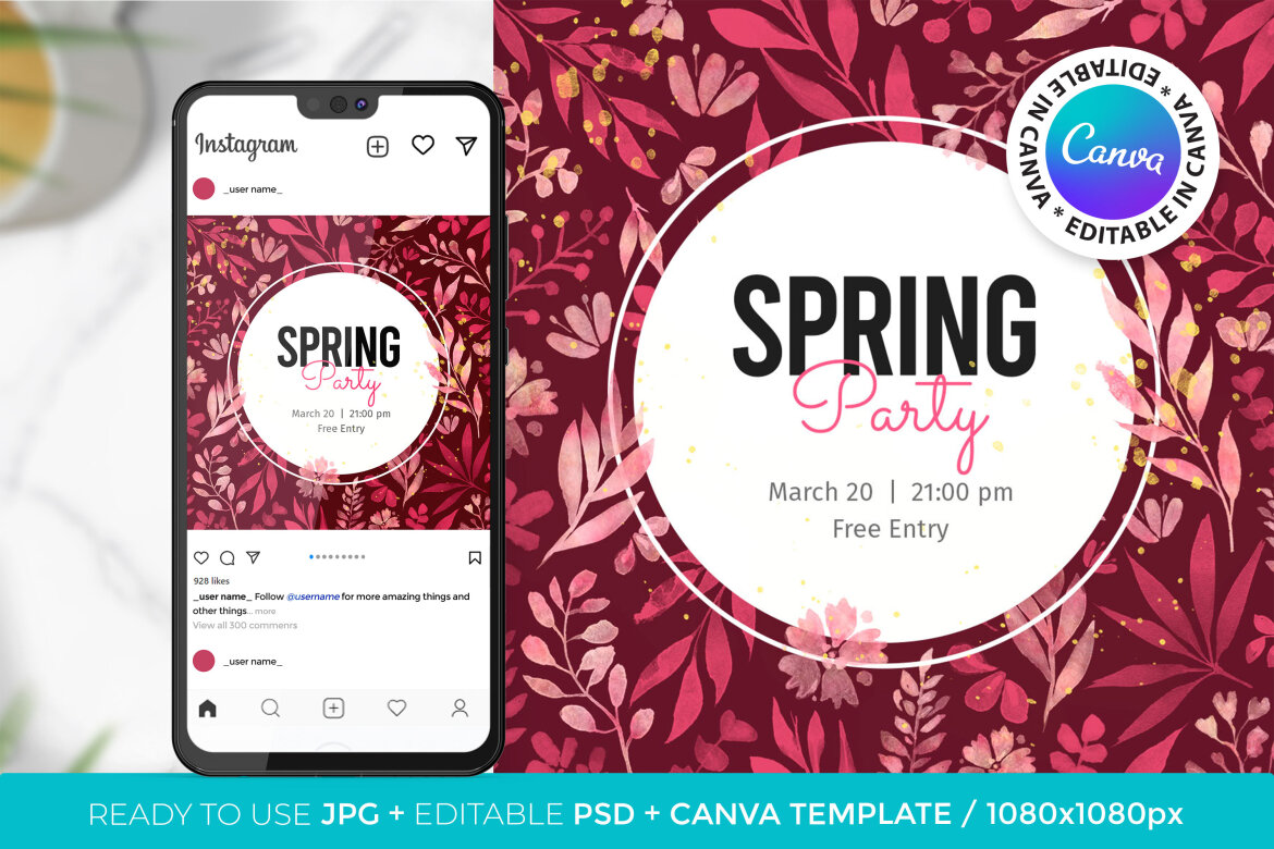 Spring Editable Banner - JPG / Psd / Canva Template | Deeezy