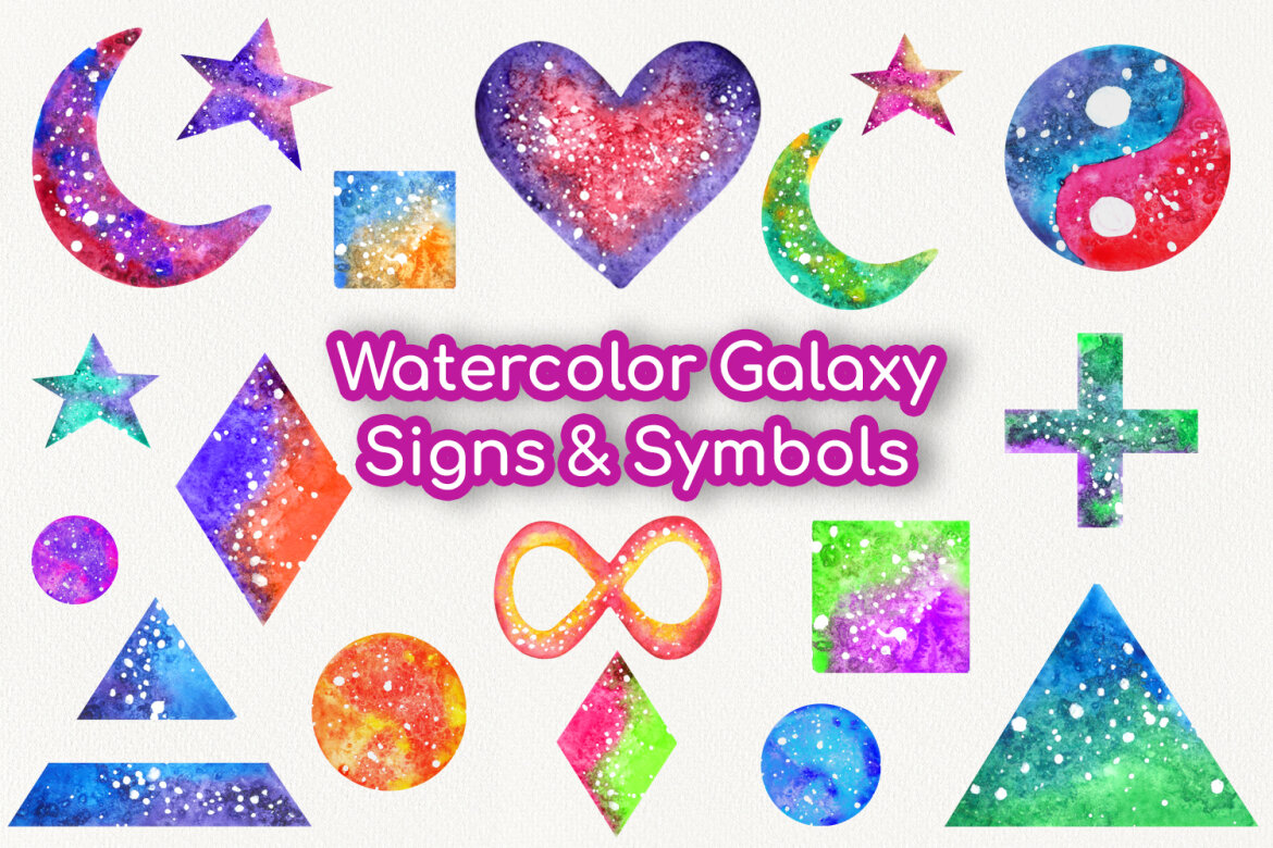 Watercolor Galaxy Signs&Symbols | Deeezy