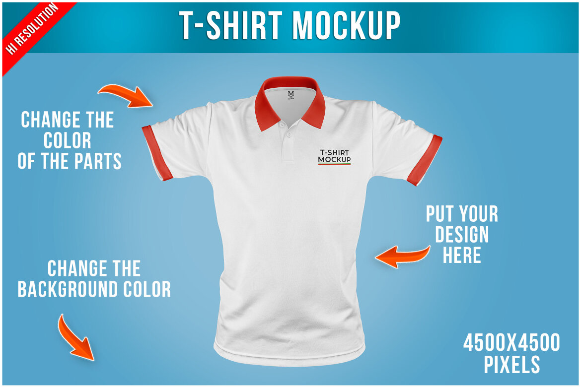 Polo T-Shirt Mockup Front View | Deeezy
