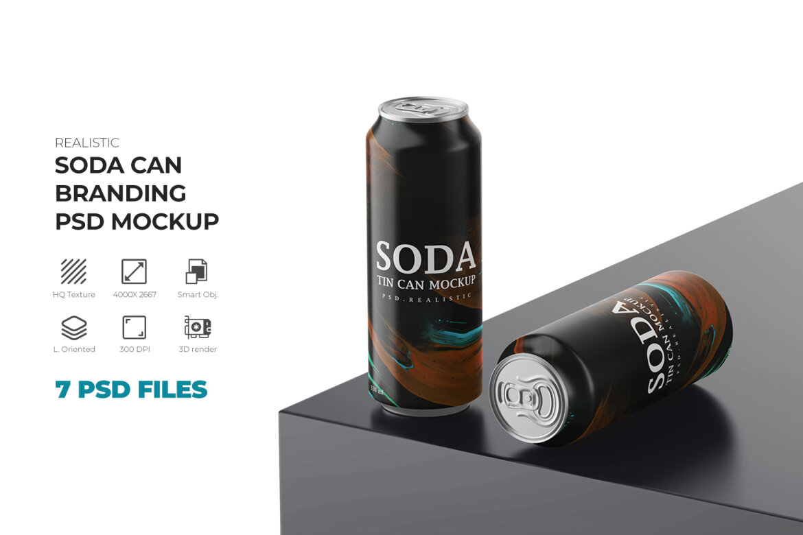 Aluminum Tin Soda Can Mockup for Cold Drinks Brand Deeezy