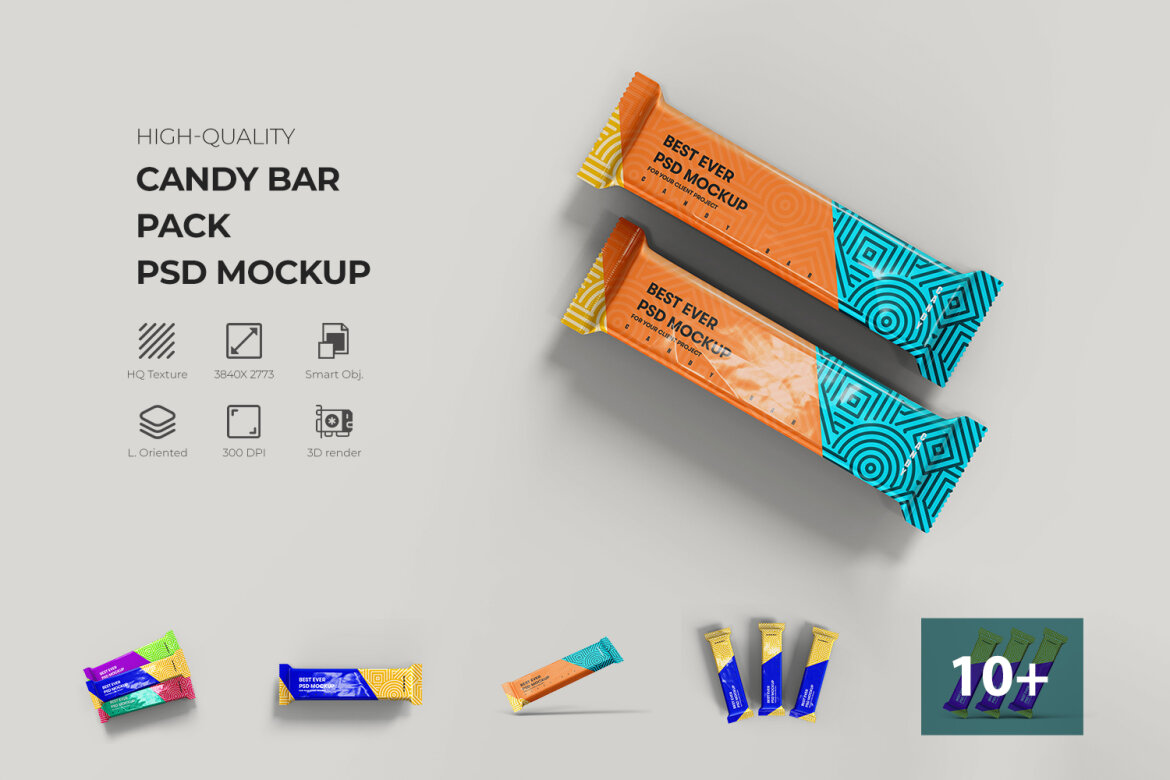 Candy Bar Pack Packaging Mockups | Deeezy