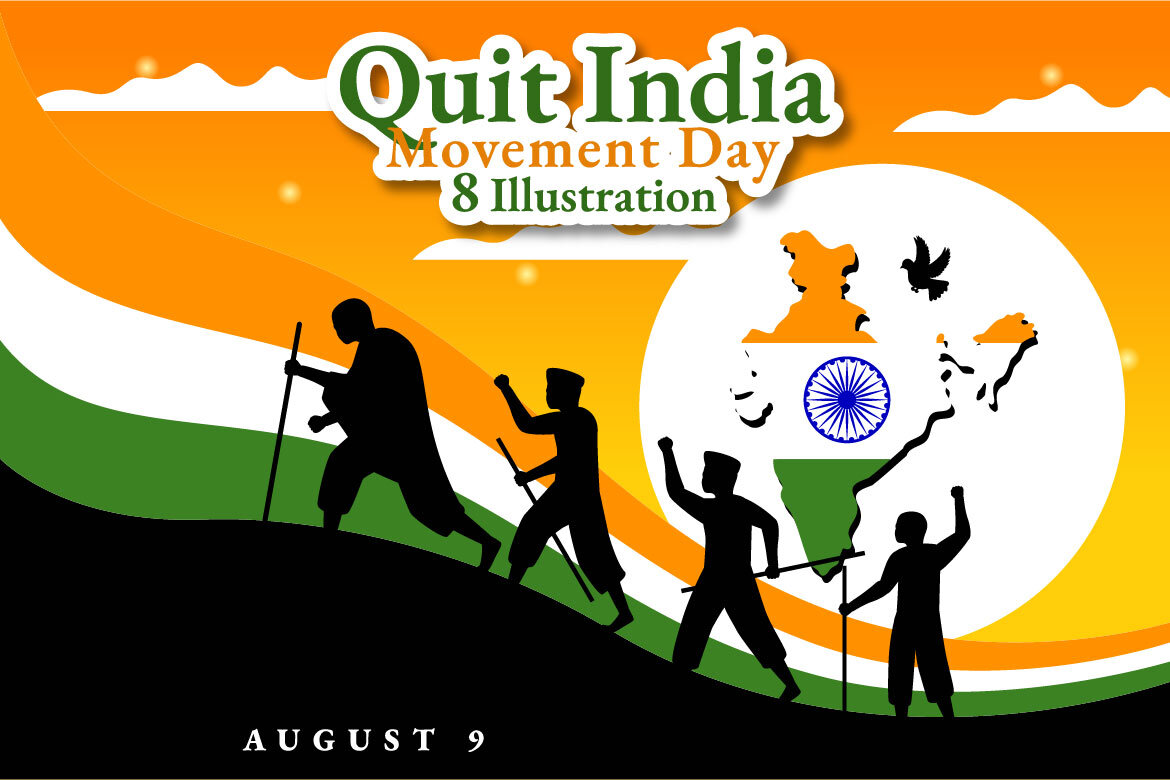 8 Quit India Movement Day Illustration | Deeezy