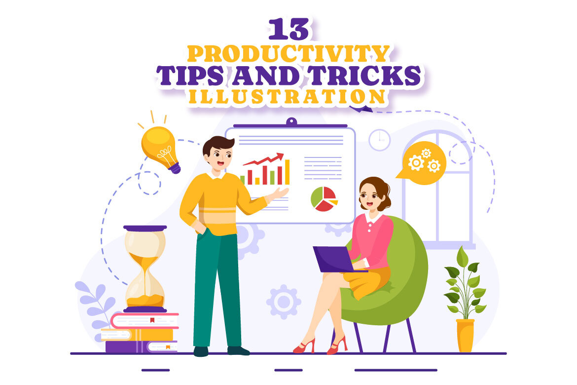 13 Productivity Tips And Trick FREE Illustrations | Deeezy