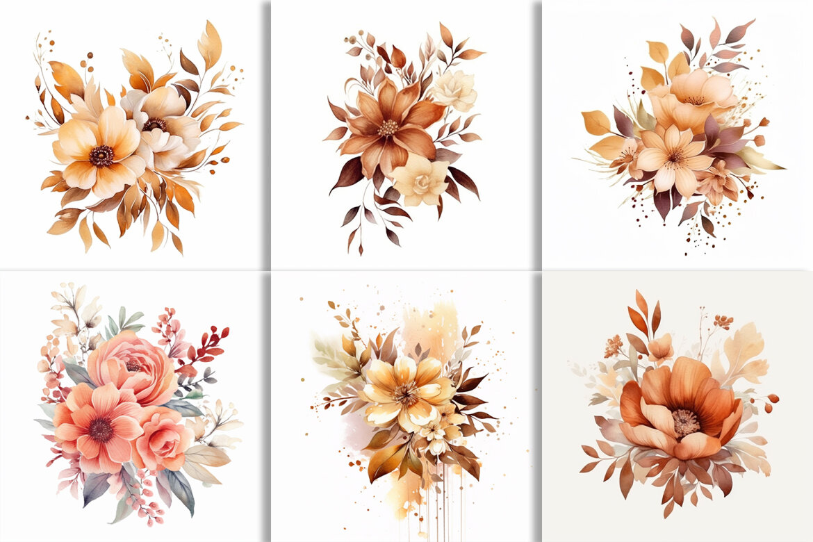 Flowers On Tree Stump Watercolor Sublimation Clipart