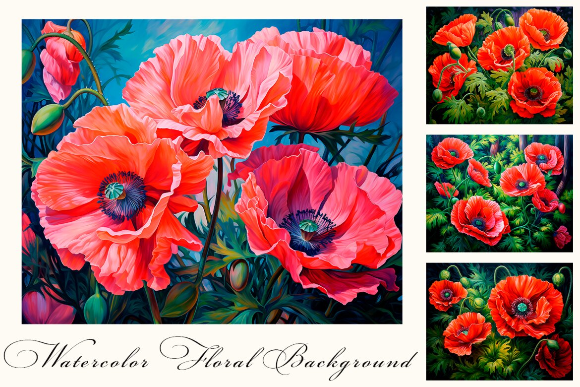 Red Poppies Flowers Impressionism Modern Painting | Deeezy