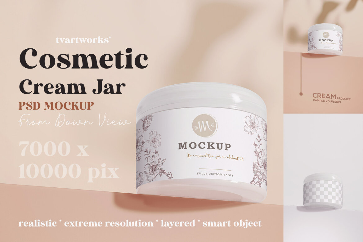 Cream Jar Cosmetic Packaging Mockup 1 Deeezy