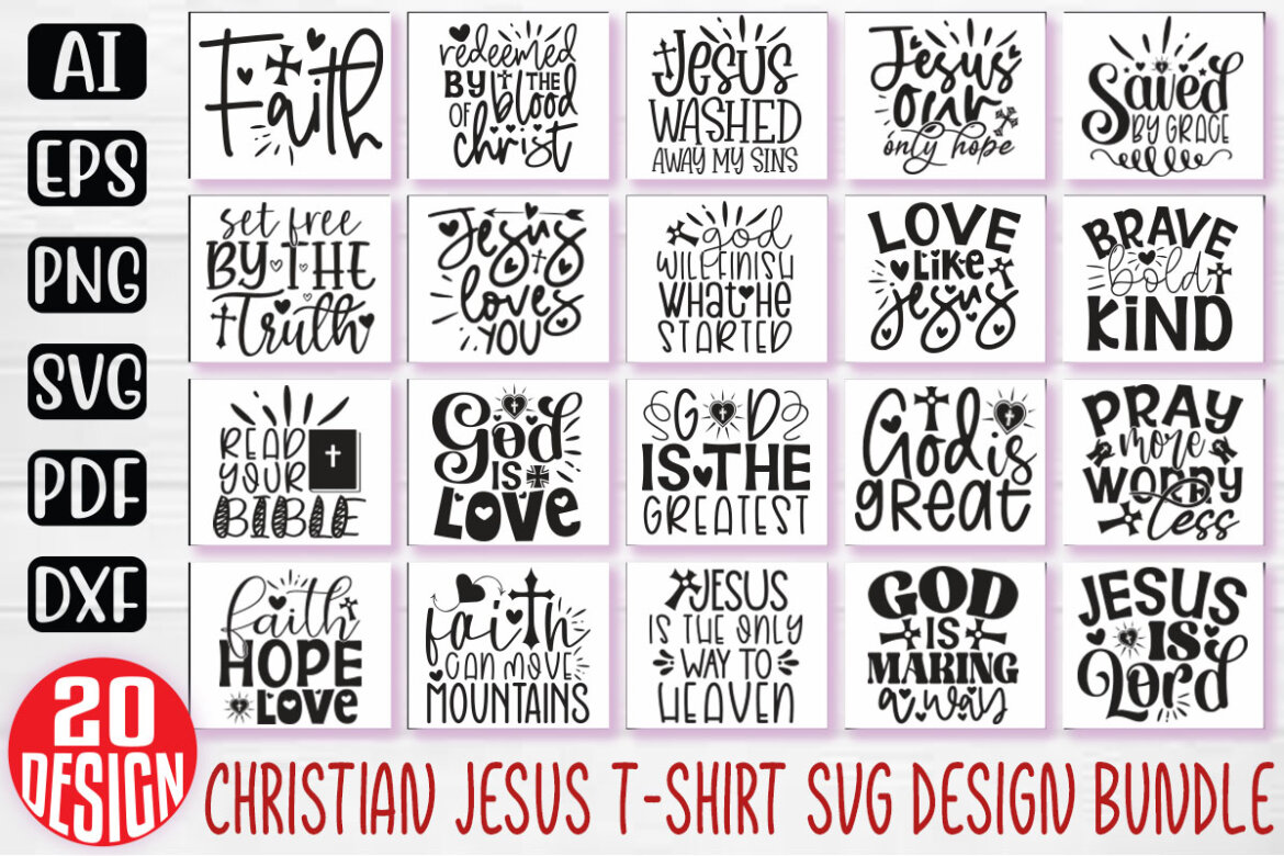 Jesus Christian SVG And T-shirt Design Bundle, Jesus Christian SVG ...