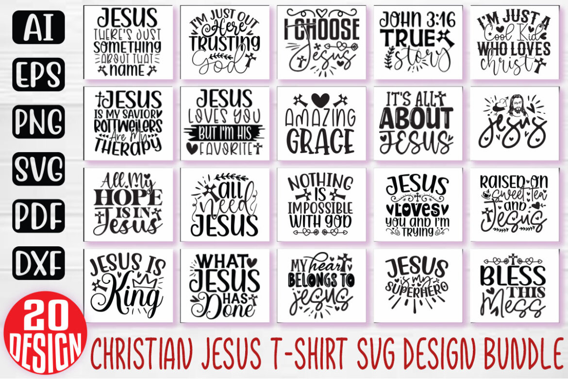 Jesus Christian SVG And T-shirt Design Bundle, Jesus Christian SVG ...