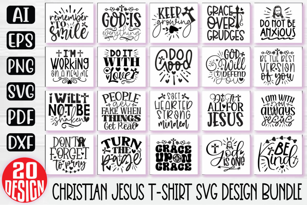 Jesus Christian SVG And T-shirt Design Bundle, Jesus Christian SVG ...